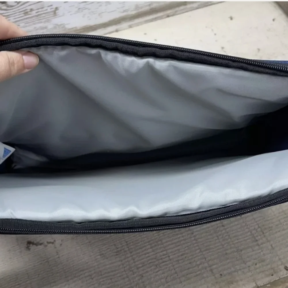 Black and Gray Laptop Bag with Durable Fabric and Shoulder Strap